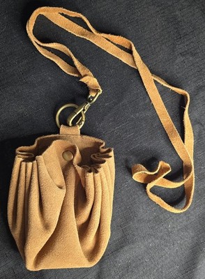 Free People Suede Leather Celeste Mini Pouch Bag With Long Strap Light Brown