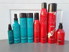 Lot of 8 Sexy Hair Big Spray & Play, Mousse, Volumizing Gel, Healthy Oil Shampoo