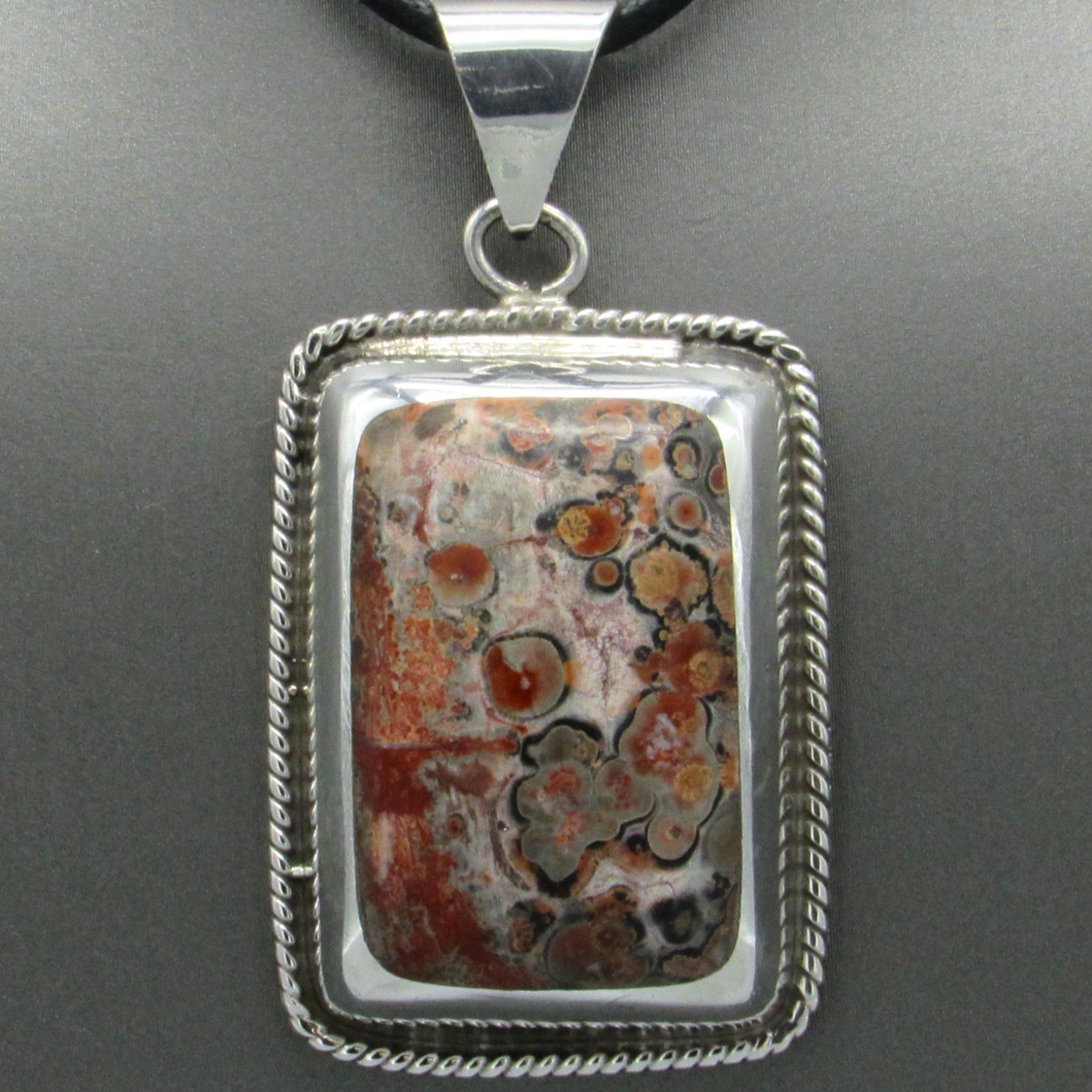 Rectangular Sterling Silver and Jasper Pendant - image 2