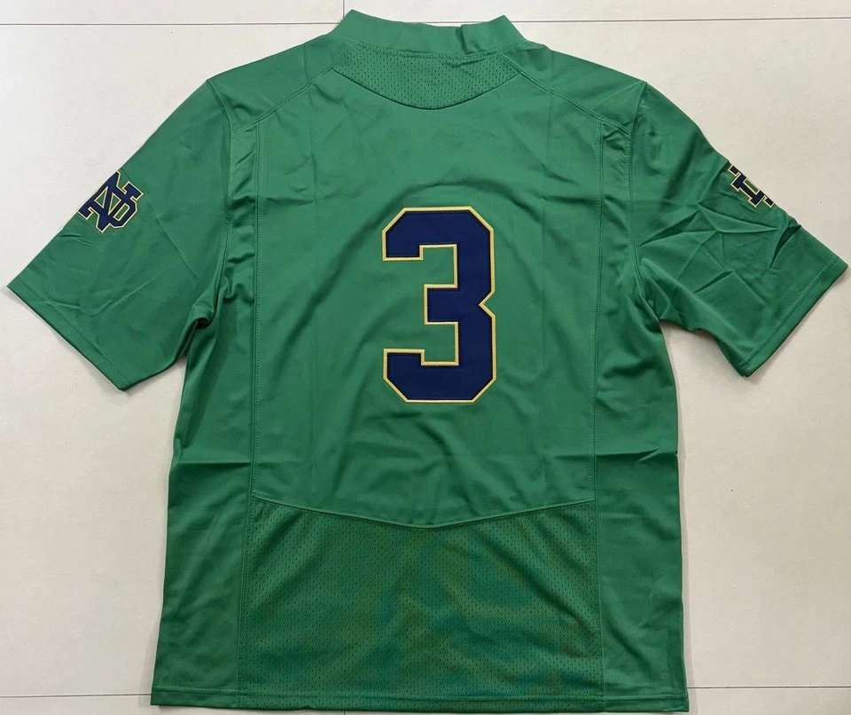 Camiseta de futebol verde costurada Notre Dame Joe Montana nova com etiquetas - Imagem 2 de 2