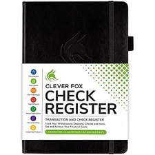  Check Register – Deluxe Checkbook Log with Check & A5 (5.8'' x 8.3'') Black