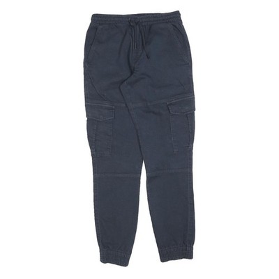 Herren Cargo Hose Slim Fit Navyblau Baumwollmischung Kordelzug W26 L30