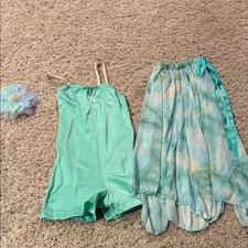 Costume Gallery dance Shorts leotard mint dress flowy ribbon Child Medium