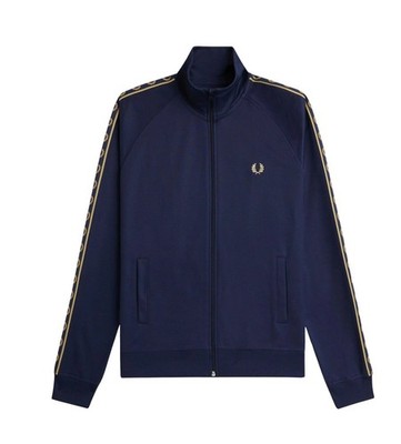 NEU!!! Fred Perry Contrast Taped Track Jacke Blue/Champagne