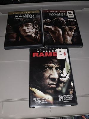 Sylvester Stallone Rambo DVD Lot Rambo First Blood Part 2 (USED) 3 2008 (NEW)