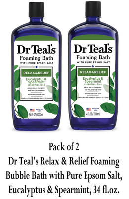 Dr Teal's Foaming Bubble Bath 34 fl oz | Eucalyptus Spearmint | Relax & Relief