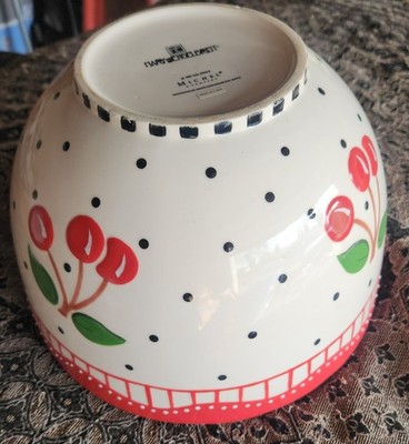 MARY ENGELBREIT CERAMIC CHERRY CHERIES LARGE MIXING BOWL 10 1/2'' ME INK 2002