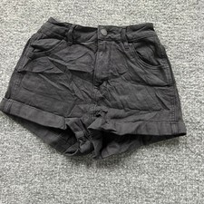 Bullhead Denim Shorts Womens Size 24 Black Cuffed High Waisted Casual Summer