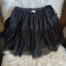 Cat Jack Skirt Girls Sz 14 XL Black Tiered Tulle Lined Glitter Party Skirt