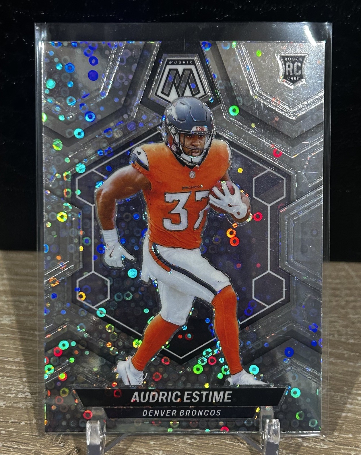 2024 Panini Mosaic Audric Estime Silver No Huddle Rookie #392 Rookie RC Broncos