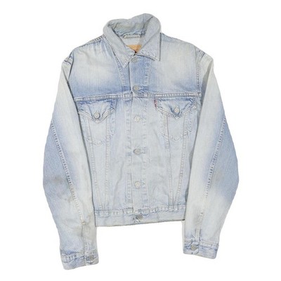 LEVI'S Herren Blau Jeansjacke L Baumwollmischung Einfarbig Knopfverschluss Retro