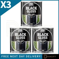 3 x BLACK GLOSS NON-DRIP PAINT 300ML FAST DRYING INDOOR OUTDOOR HIGH PERFORMANCE