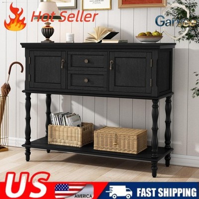 Console Table for Entryway with 2 Door Cabinets Open Shelf Storage