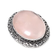 Rose Quartz Gemstone 925 Sterling Silver Jewelry Ring Size 8 X-Mas Gift Q551