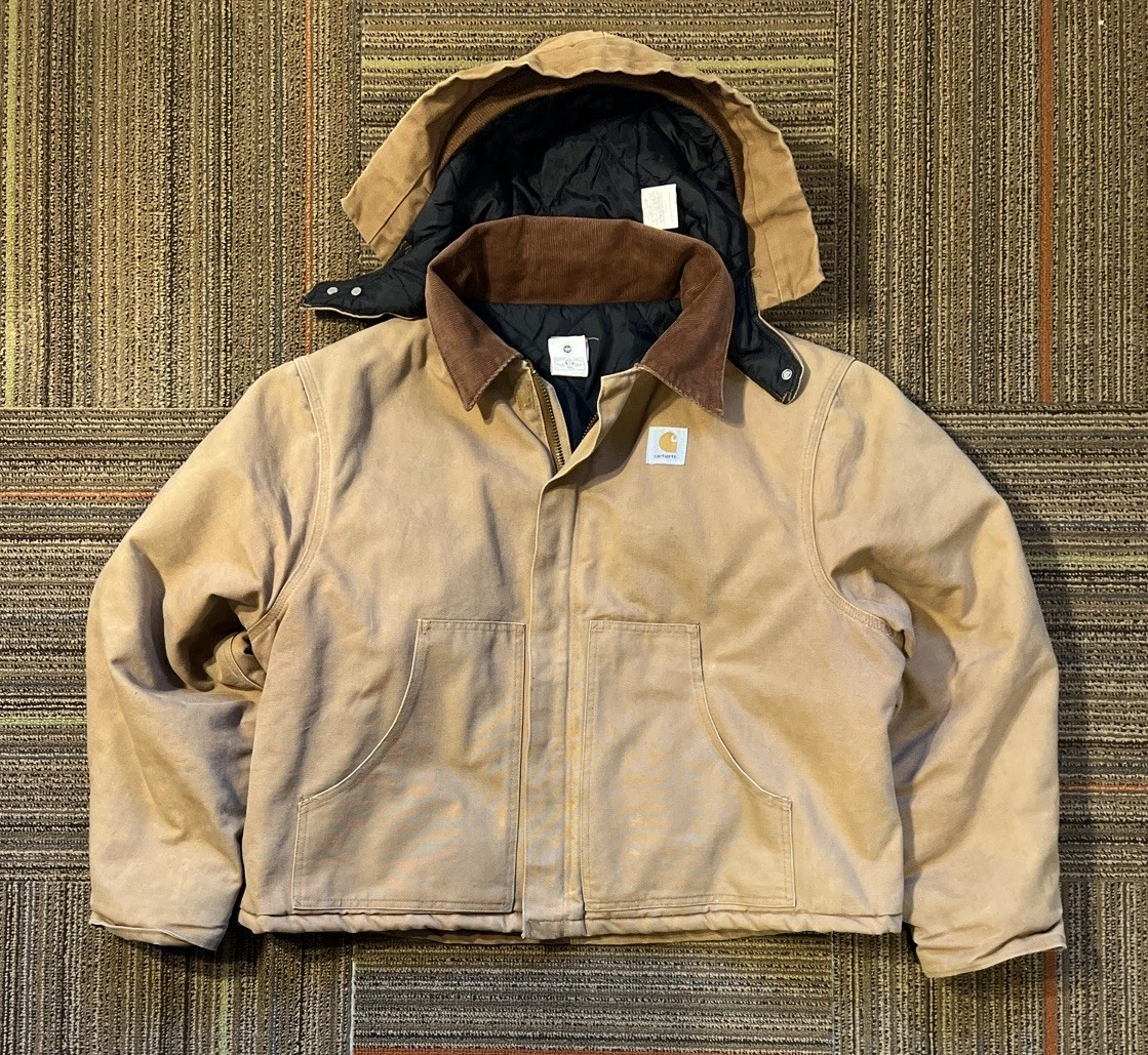 Vintage Carhartt Jacket Mens 54 Reg J02 BRN Arctic Quilted Lined Canvas W/ Hood