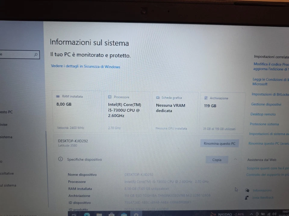 Dell Latitude 3580 · i5-7300U · 8GB · 128GB, foto 3 di 5