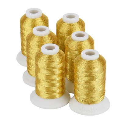 6 Gold Metallic Embroidery Machine Thread 500M550Y for Embroidery and Decorat...
