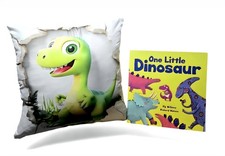 Dinosaur Set. (DEEP FILLED CUSHION) SIZE (45x45 cm) + Children's Book.  NEW 0159