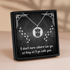 Personalized engraved Rottweiler necklace in a gift box  a sweet message card