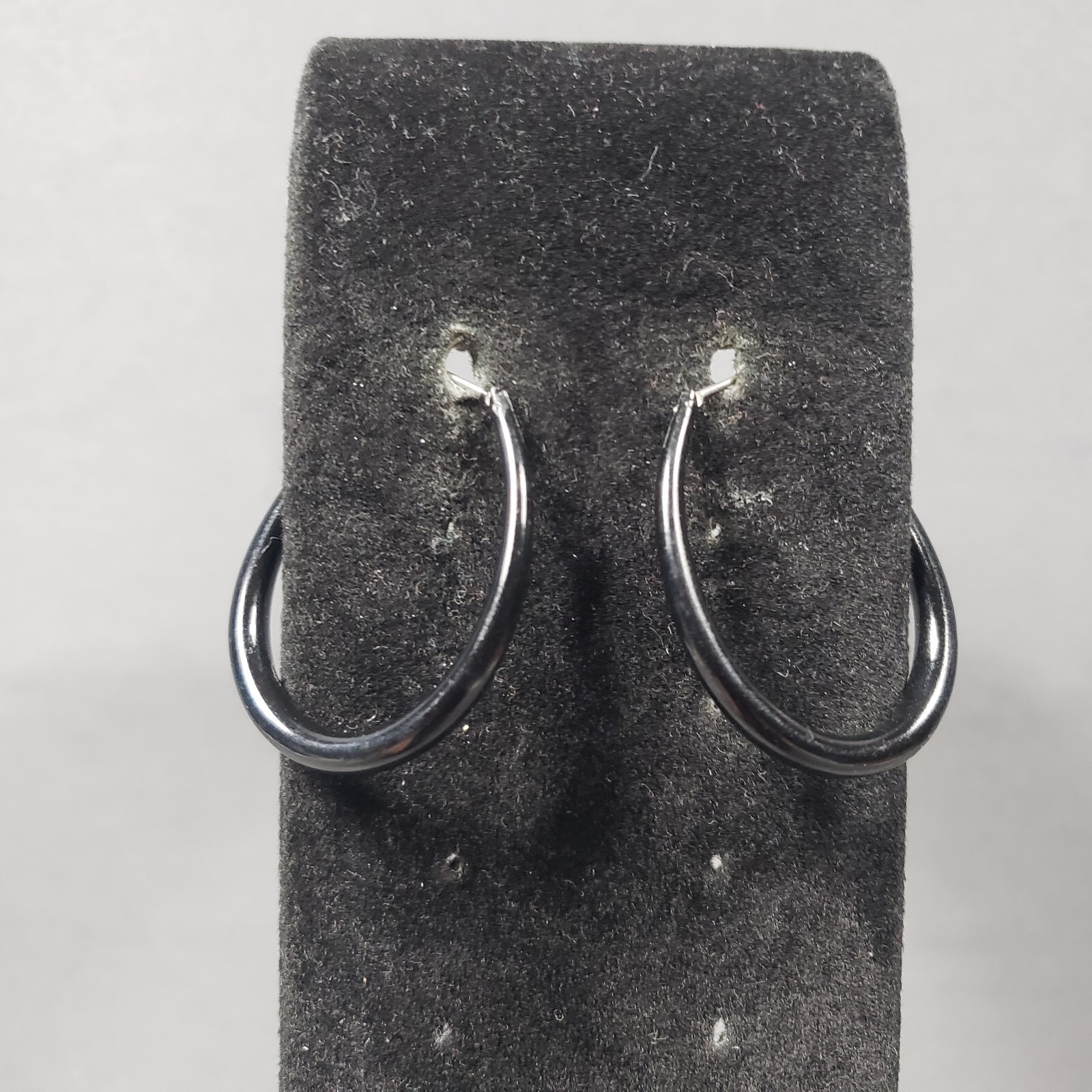 Hoop Earrings Black Enamel Gothic Steampunk Ethnic Modernist Bohemian 1.25