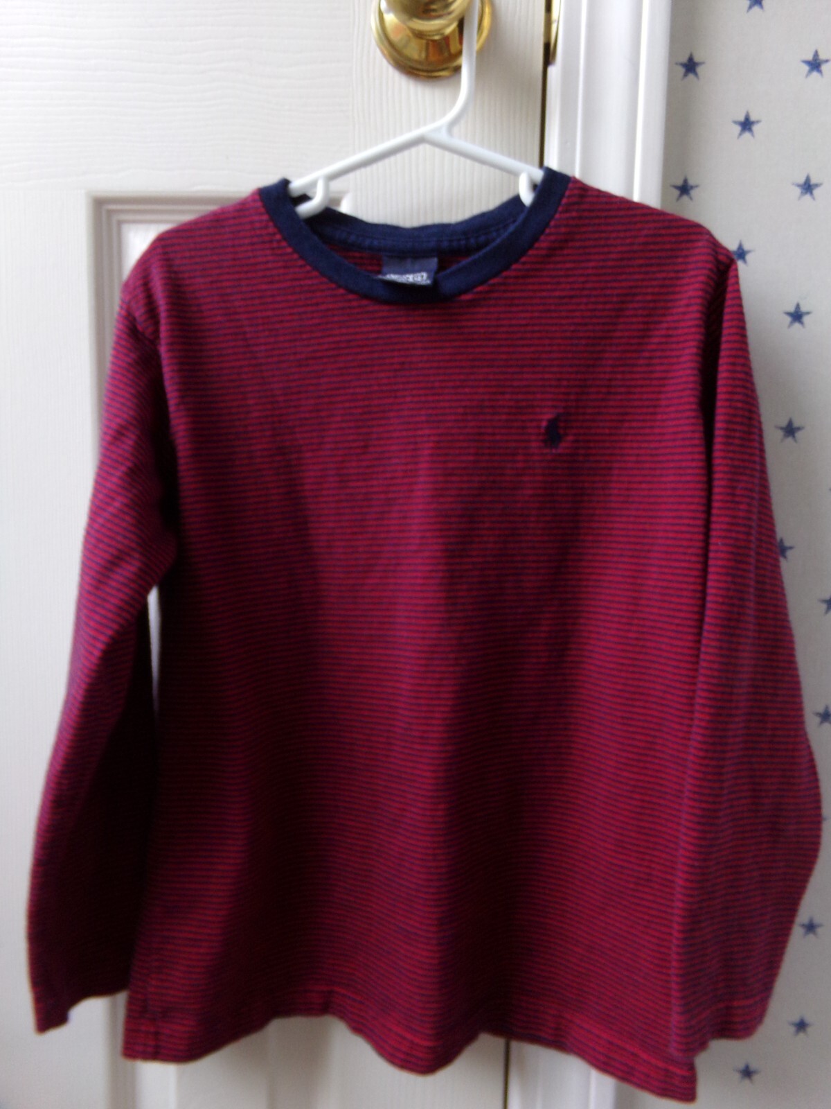 Boys Ralph Lauren Striped Shirt Size 6 Vtg 100% Cotton 90s POLO Logo Colorful