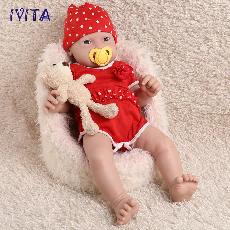 IVITA 23'' Big Reborn Full Body Silicone Doll Adorable Smile Newborn Baby Girl - Image 4 of 4