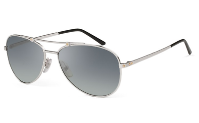 New CARTIER CT0083S 002 59mm Silver Santos Pilot Aviator