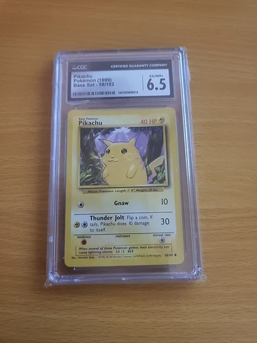 Pokemon 1999 Pikachu 58/102 Yellow Cheeks Base Set WOTC Vintage CGC 6.5 Graded