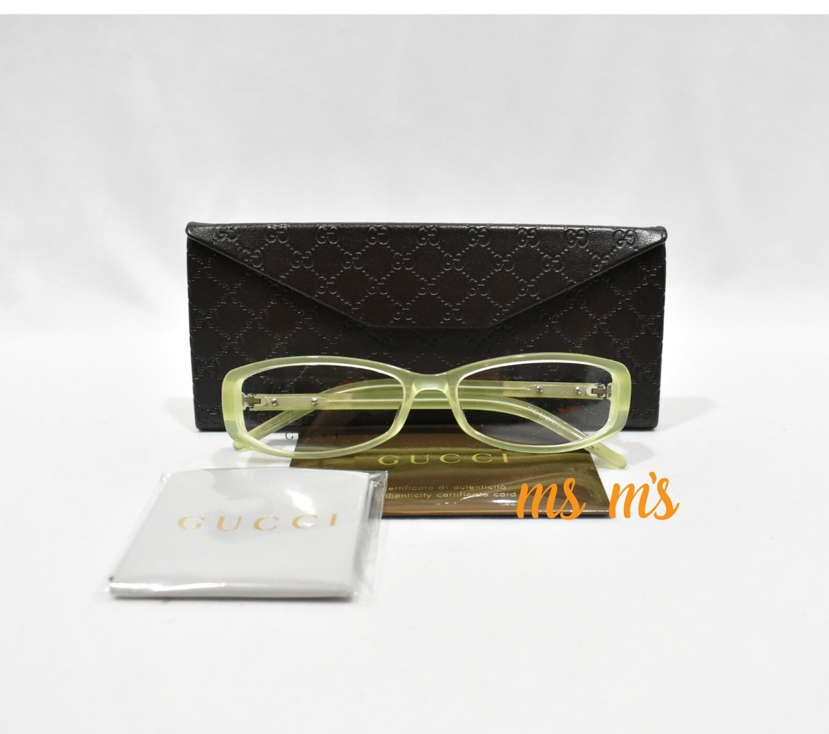 NIB GUCCI Green Optical Glasses frame made in Italy w case  display picture 1
