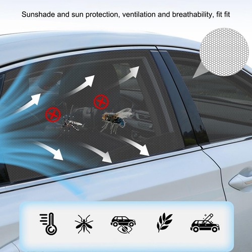 4Pcs Car Window Screen Mesh Cover Privacy Mosquito Bugs Net Sun UV Protection - Picture 8 of 12