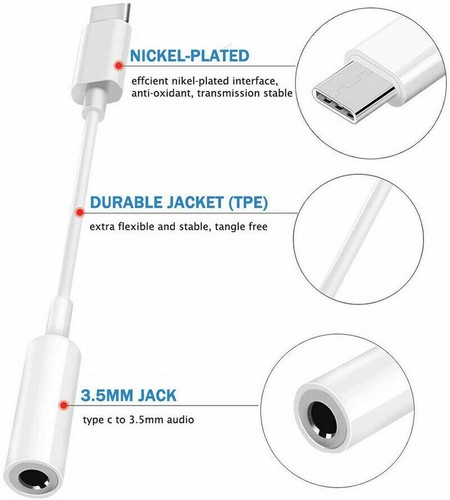USB Type C to 3.5mm Headphone Audio Jack Aux Cable Adapter Google pixel Samsung - Bild 8 von 11