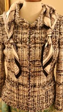 Oscar De La Renta Stunning Nwt Silver Grey Black White Tweed Jacket, Us Size 6