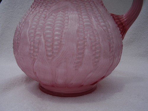 Rare Fenton for L G Wright Glass Corn Maize Rose Pink Pitcher - Picture 8 of 12