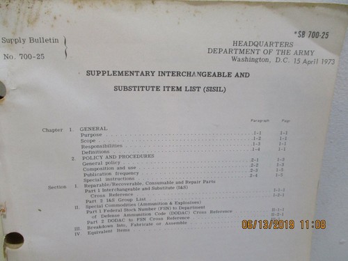 SB 700-25 SUPPLEMENTARY INTERCHANGABLE AND SUBSTITUTE ITEM LIST (SISIL) - Picture 4 of 6