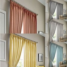Modern Cotswold Trellis Jacquard Design Readymade Pencil Pleat Tape Top Curtains