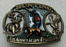 1986 Hunting Tradition Color Enamel Belt Buckle Great American Buckle Co