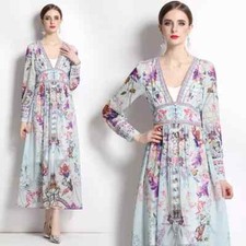 Vestito Abito Elegante Lungo Elegante BonTon Raso Morbido Azzurro GIPSY 57654