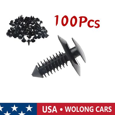 100x Door Trim Panel Retainer Rivet Clips Black Fit for Ford Mustang N801925
