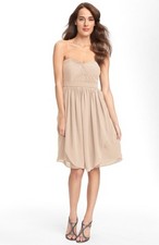 NWOT  champagne Jenny Yoo 'Keira' Convertible Strapless Chiffon Dress size 16