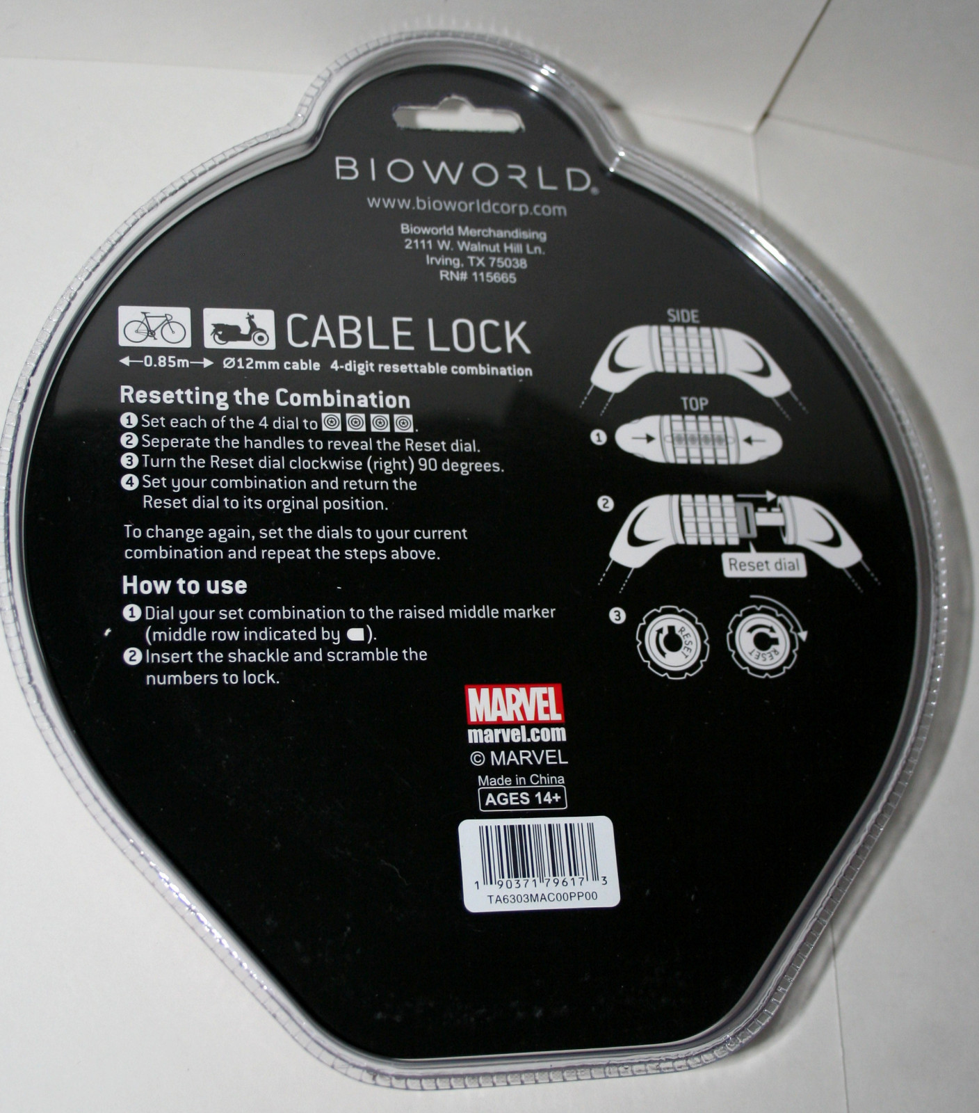 Marvel Comics Deadpool Cable Security Digital Combo Bike Bicycle Lock 