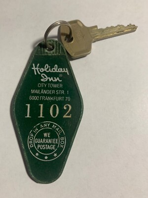 Holiday Inn Hotel Motel Room Key Fob & Key Frankfurt Germany #1102 RARE