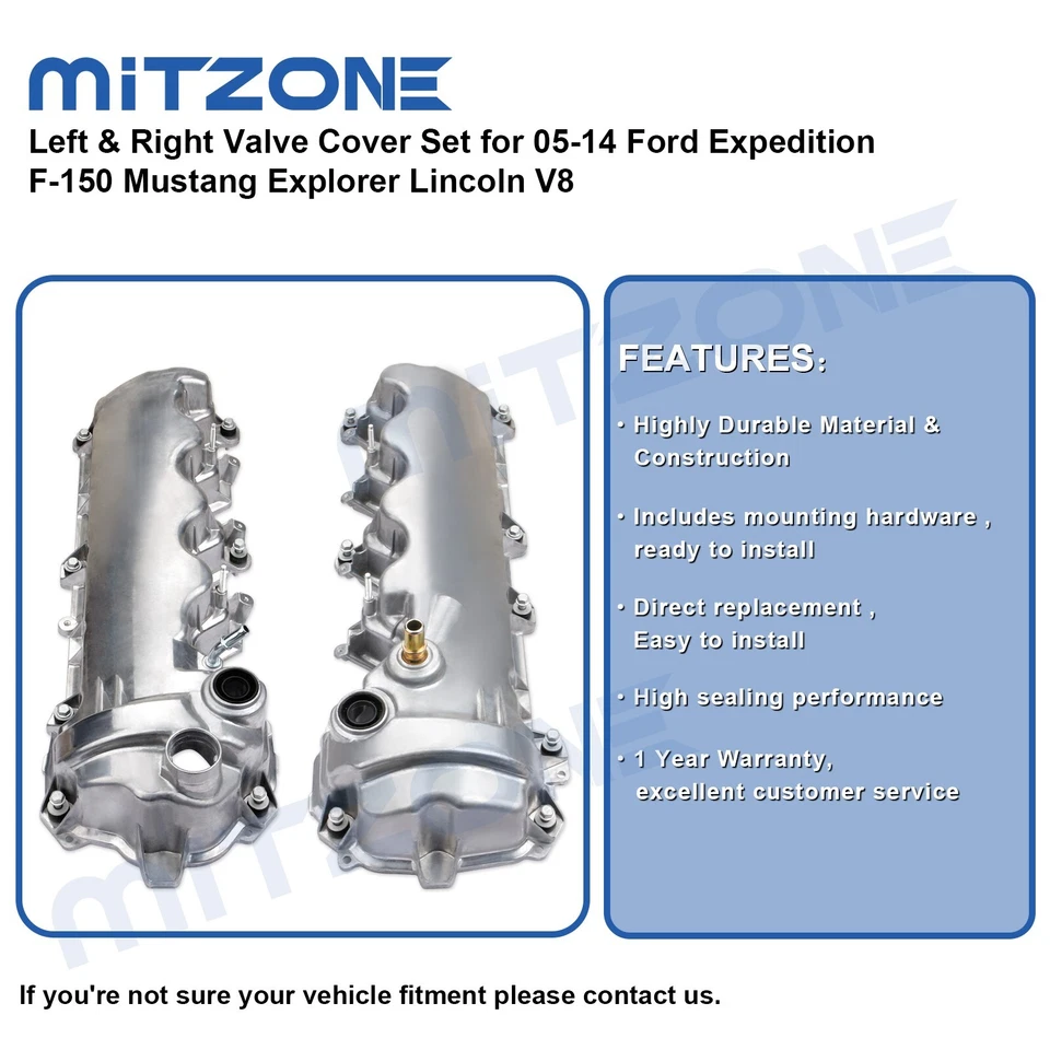 2PCS Valve Cover Set for 05-14 Ford Expedition F-150 Mustang Explorer Lincoln V8 - Image 2 of 4