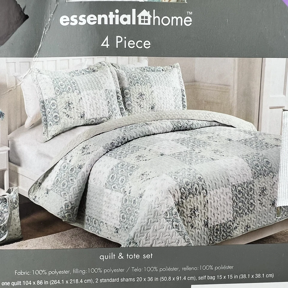 King Comforter Quilted Duvet & 2 Shams Floral Bedding Set - Image 3 of 4