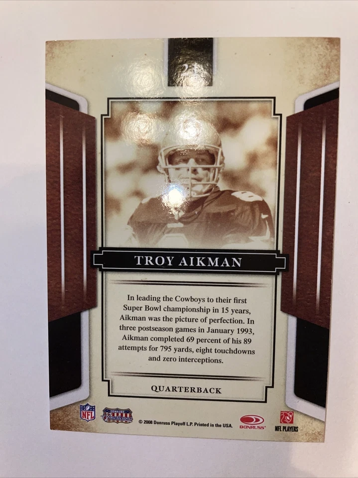 Troy Aikman 21 Legends SC116 - Image 2 of 2