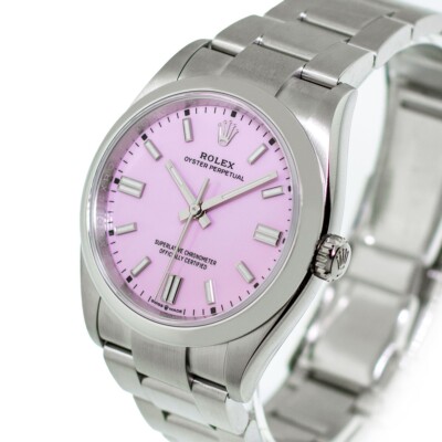 Rolex Oyster Perpetual 36mm Steel Candy Pink Index Dial & Smooth Bezel 126000
