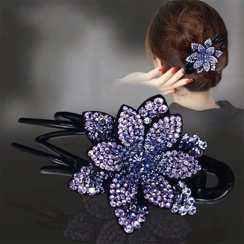 Fashion Women Rhinestone Flower Duckbill Hair Claws Hair Clip Accessories Gift