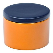 Ceramic Cylindrical Tobacco Jar - Yellow/Blue