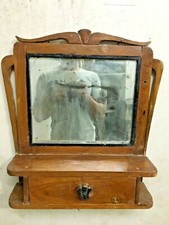 Old Vintage Hanging Wooden Dressing Unique Drawer Wall Mirror.collectible