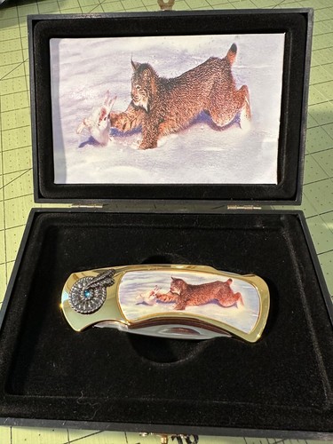 Pocket Knife with Bobcat chasing a rabbit | eBay