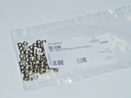 nvent / PENTAIR / SCHROFF 100 x Vierkant Mutter M2,5 Nr. 21100359 - 第 1/2 張圖片